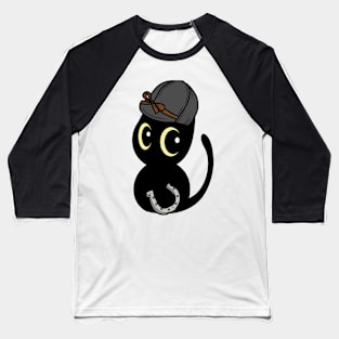 Funny black cat is ready to ride a horse Baseball T-Shirt